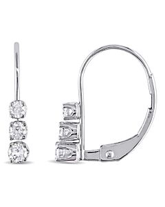 Amour 1/4 CT TW 3 Stone Diamond Leverback Earrings in 14k White Gold 7500064402