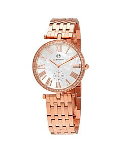 Carlita Rose-Tone Stainless Steel White Mother of Pearl Dial