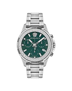 Men's Greca Action Chronograph Stainless Steel Green Dial Watch